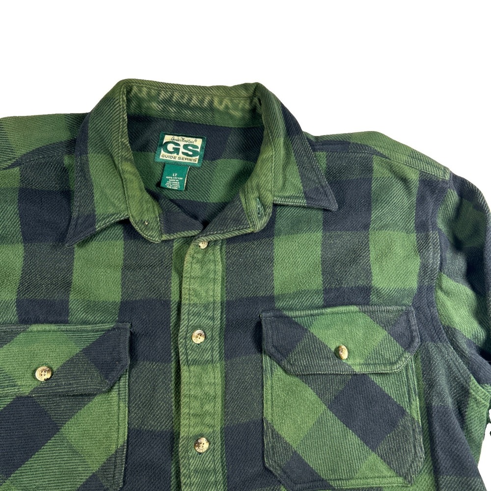 Vintage Gander Mountain Guide Series LT Green Plaid Flannel Shirt Shacket Gorp
